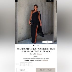 NWT Vici Marissah One Shoulder High Slit Maxi Dress in Black